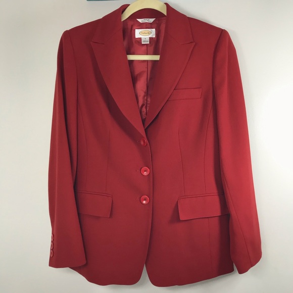 Talbots | Red 3 Button Wool Blazer - Picture 3 of 7